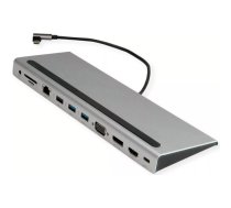 VALUE USB 3.2 Gen 2 Typ C daudzportu dokstacija, 4K HDMI/DP, VGA, USB, karšu lasītājs, PD, LAN, audio (12.99.1117)