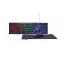 Vadu pilna izmēra klaviatūra ar peli Gembird KBS-UML-01 — USB, QWERTY US, 104 taustiņi, melna