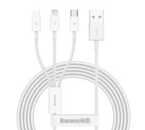 Baseus Superior USB kabelis 1,5 m USB 2.0 USB A USB C/Micro USB A/Lightning Balts