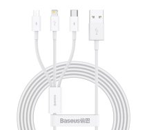 USB kabelis Baseus Superior USB 2.0 1.5m USB A USB C/Micro USB A/Lightning Balts
