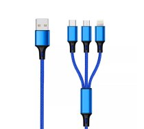 USB kabelis 2GO 797151 1.5m USB B USB C/Micro-USB B/Lightning Melns Zils