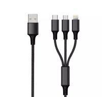 USB kabelis 2GO 797154 3m USB B USB C/Micro-USB B/Lightning melns