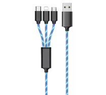 2GO 797315 USB kabelis 1,5 m USB B USB C/Micro-USB B/Lightning Melns, Zils