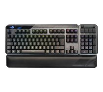 ASUS ROG Claymore II - Tastatūra - aizmugurējais apgaismojums - bezvadu - USB, 2,4 GHz - Šveice - Taustiņu pārslēgs: ROG RX RED optiskais mehāniskais - Melns