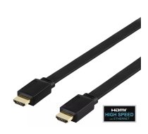 Kabeļtelevīzija DELTACO Flat High Speed ar Ethernet HDMI, 4K UHD, 1 m, melna / HDMI-1010F-K / 00100002