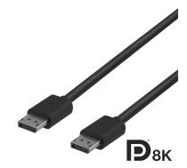 DisplayPort kabelis DELTACO 8K, DP 1.4, 2m, melns / DP8K-1020-K / 00110015