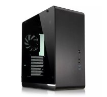Datora korpuss Jonsbo UMX4 Black — ATX/ITX atbalsts, alumīnijs, sānu logs, 2x3.5" + 2x2.5" vietas, 204×426×437 mm