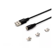 USB 2.0 kabelis SAVIO CL-155, USB A uz maināmu USB-C / Micro-USB B / Lightning, 2 m, melns