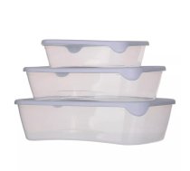 Pārtikas trauku komplekts Curver 249417, 3 gab., taisnstūra, tilpumi 2 l un 1 l