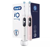 Elektriskā rotējošā zobu suka Braun Oral‑B iO Series 6 Duo balta/rozā, 5 režīmi, spiediena sensors, 2 rokturi, 2 uzgaļi, uzlādējama