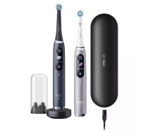 Elektriskā rotējoši-oscilējošā zobu suka BRAUN Oral-B iO 9 Series Duo — melna, 7 režīmi, AI, spiediena un orientācijas sensori, uzlādes futrālis, 2 uzgaļi