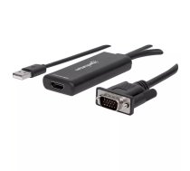 Manhattan 152426 video kabeļu aksesuārs 1 m USB Type-A + VGA (D-Sub) HDMI Melns
