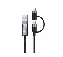 Tellur 4in1 kabelis USB/Type-C uz Type-C (PD65W)/Lightning (PD20W) 1m melns