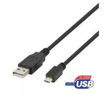 USB 2.0 Micro B kabelis DELTACO 2.4A, 1m, melns / USB-301S-K / 00140008