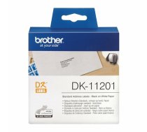 Uzlīmju lenta BROTHER DK11201 29x90 mm, melni burti uz balta papīra