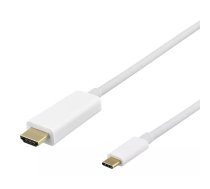 USB-C - HDMI kabelis DELTACO 4K UHD, apzeltīts, 2 m, balts / USBC-HDMI1021-K / 00140022