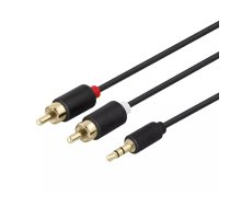 Audio kabelis DELTACO 3.5mm male - 2xRCA male 3m, melns / MM-141-K / 00180005