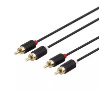 Audio kabelis DELTACO 2xRCA, apzeltīti savienotāji, 2m, melns / MM-110-K / 00170002