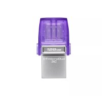 Kingston Technology DataTraveler microDuo 3C USB zibatmiņa 128 GB USB Type-A / USB Type-C 3.2 Gen 1 (3.1 Gen 1) Nerūsējošs tērauds, Lillā