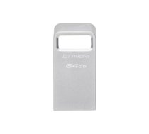 Kingston Technology DataTraveler Micro USB zibatmiņa 64 GB USB Type-A 3.2 Gen 1 (3.1 Gen 1) Sudrabs