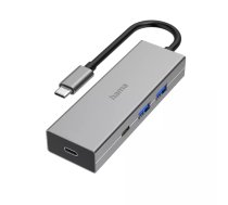 Hama 00200136 interfeisa centrmezgls USB 3.2 Gen 1 (3.1 Gen 1) Type-A + Type-C 5000 Mbit/s Pelēks