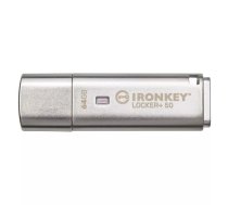Kingston Technology IronKey Locker+ 50 USB zibatmiņa 64 GB USB Type-A 3.2 Gen 1 (3.1 Gen 1) Sudrabs
