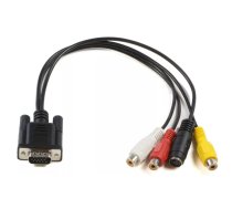 Microconnect MONGGSV video kabeļu aksesuārs 0,3 m VGA (D-Sub) RCA + S-Video Melns