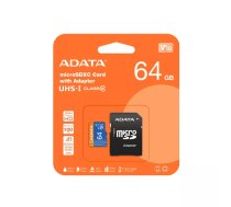Zibatmiņa ADATA 64GB microSDHC Class 10 UHS-I AUSDX64GUICL10A1-RA1
