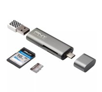 PNY R-TC-UA-3N1E01-RB karšu lasītājs USB 3.2 Gen 1 (3.1 Gen 1) Type-C Metālisks