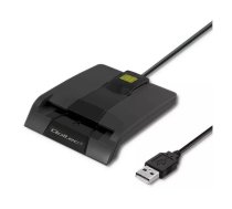 Karte lasītājs QOLTEC 50634 USB Type-C, ABS korpuss, 90×69 mm, kabelis 1,0 m, melns