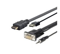 Vivolink PROHDMIMVGA1 video kabeļu aksesuārs 1 m HDMI+VGA+USB+3.5mm HDMI+VGA (D-Sub) +USB+3.5mm Melns