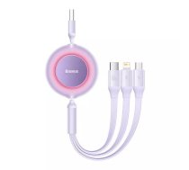 Baseus Bright Mirror 3, USB 3-in-1 kabelis micro USB / USB-C / Lightning 66W / 2A 1,1 m (violets)