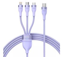 USB kabelis Baseus Flash Series 2 — USB-C, micro USB, Lightning, 100W, 1.5 m, violets