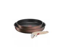 TEFAL pannu komplekts L7609053 Ingenio Eco Respect Frying, Diametrs 24/28 cm, Piemērots indukcijas plātnei, Noņemams rokturis, Brūns