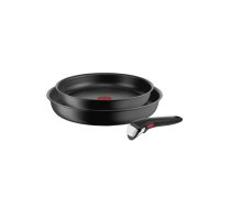 TEFAL pannu komplekts L7649253 Ingenio Ultimate Frying, Diametrs 24/28 cm, Piemērots indukcijas plātnei, Noņemams rokturis, Melns