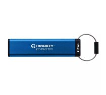 Kingston Technology IronKey Keypad 200 USB zibatmiņa 8 GB USB Type-A 3.2 Gen 1 (3.1 Gen 1) Zils