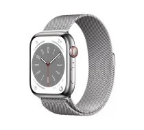 Apple Watch Series 8 OLED 45 mm Digitāls 396 x 484 pikseļi Skārienjūtīgais ekrāns 4G Sudrabs Wi-Fi GPS