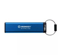 Kingston Technology IronKey Keypad 200 USB zibatmiņa 16 GB USB Type-A 3.2 Gen 1 (3.1 Gen 1) Zils