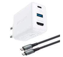 Acefast 2in1 lādētājs GaN 65W USB Type C / USB, adaptera adapteris HDMI 4K @ 60Hz (komplektā ar kabeli), balts (A17 white)