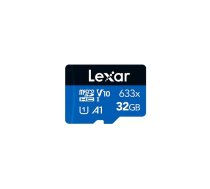 Lexar Atmiņas karte LMS0633032G-BNNNG 32 GB, microSDHC, Flash atmiņas klase UHS-I Class 10, adapteris