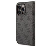 Guess PC/TPU 4G metāla kameras kontūras grāmatu futrālis iPhone 14 Pro melns