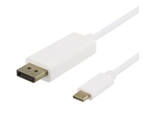 USB-C - DisplayPort kabelis DELTACO 4K UHD, apzeltīts, 1 m, balts / USBC-DP101-K / 00140013
