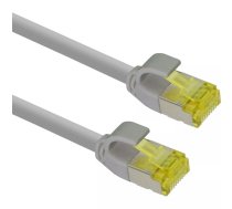 Helos Ultra Slim - Patch kabelis - no RJ-45 (M) uz RJ-45 (M) - 50 cm - S/FTP - CAT 6a - IEEE 802.3af/IEEE 802.3at/IEEE 802.3bt/IEEE 802.3bt - bez halogēniem, veidots, bez āķa - pelēks