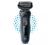 Folijas skuvekle BRAUN Series 5 51-M1000s — 3 galviņas, Wet & Dry, iebūvēts Li‑Ion akumulators, ātrā uzlāde, melni‑zila