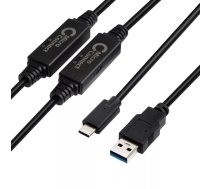 Microconnect USB3.1CA10AMP USB kabelis 10 m USB 3.2 Gen 1 (3.1 Gen 1) USB C USB A Melns