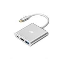 Adapteris USB C 3w1 - HDMI, USB, PD sudraba krāsā