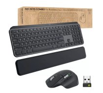 Logitech MX Keys combo biznesam Gen 2 Tastatūra Pele iekļauta Biroja RF Bezvadu + Bluetooth AZERTY Francūžu Grafīta
