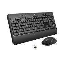 Bezvadu tastatūras un peles komplekts Logitech MK540 Advanced — pilna izmēra QWERTY tastatūra, USB uztvērējs, ASV izkārtojums, ergonomiska pele, melna/balta