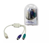 LogiLink Adapter USB - 2x PS/2 PS/2 kabelis 0,2 m 2x 6-p Mini-DIN USB A Pelēks