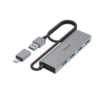 Hama 00200138 interfeisa centrmezgls USB 3.2 Gen 1 (3.1 Gen 1) Type-A + Type-C 5000 Mbit/s Antracīts, Pelēks